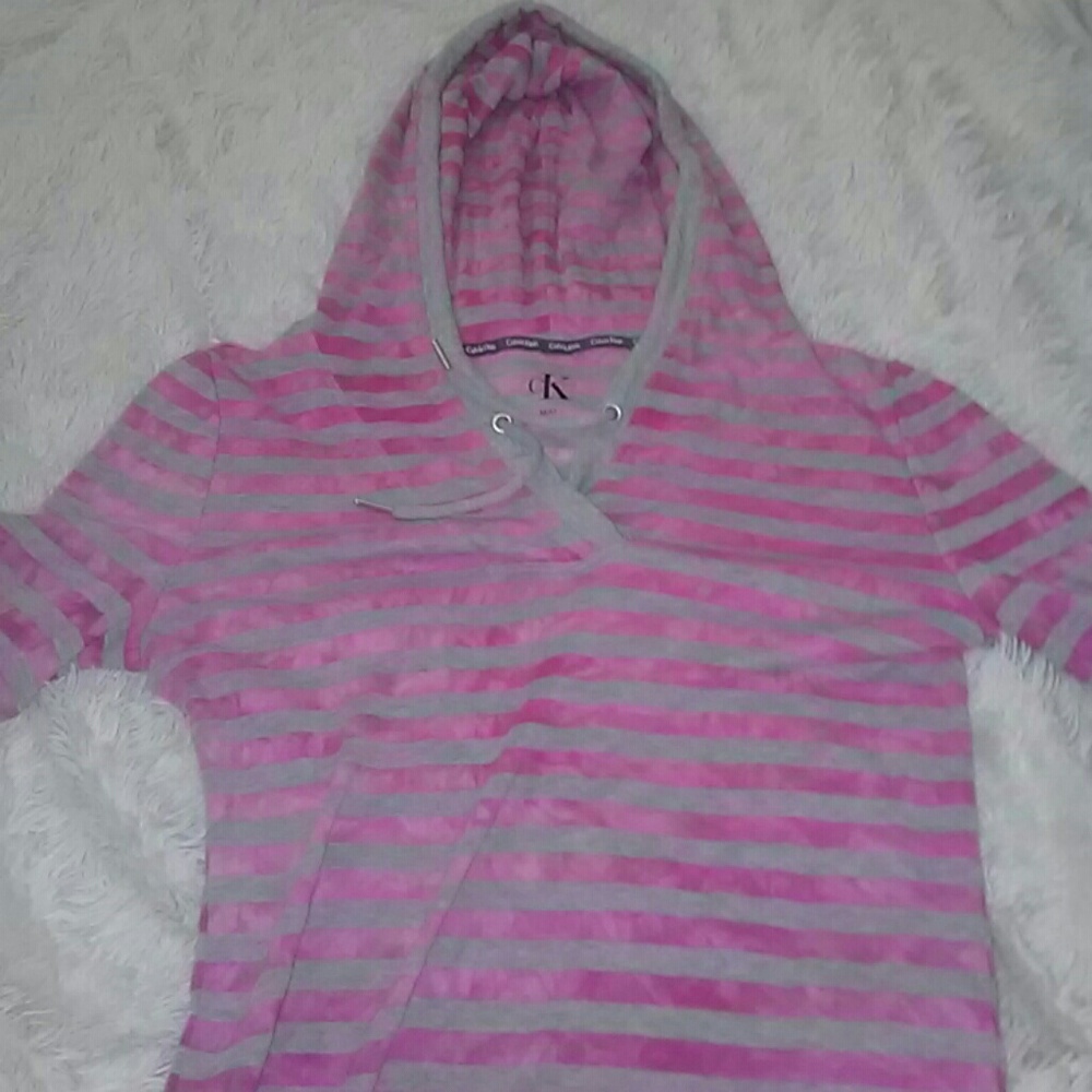 Calvin Klein striped shirt W/ hoodie